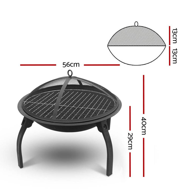 BBQ - Fire Pit BBQ Charcoal Smoker Portable Outdoor Camping Pits Patio Fireplace 22"