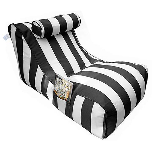 Beanbags - Baros- Single Beanbag With Oval Pillow - Striped Black & White