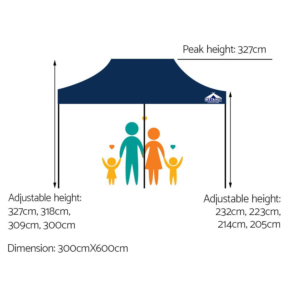 Marquee - Instahut Gazebo Pop Up Marquee 3x6m Outdoor Tent Folding Wedding Gazebos Navy