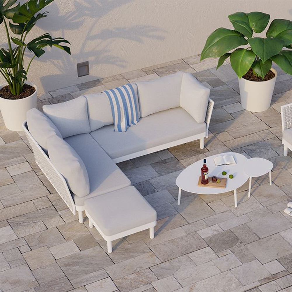 Outdoor Sofa - Kristi Modular Outdoor Right Arm 2 Seater - White / Light Grey Cushion