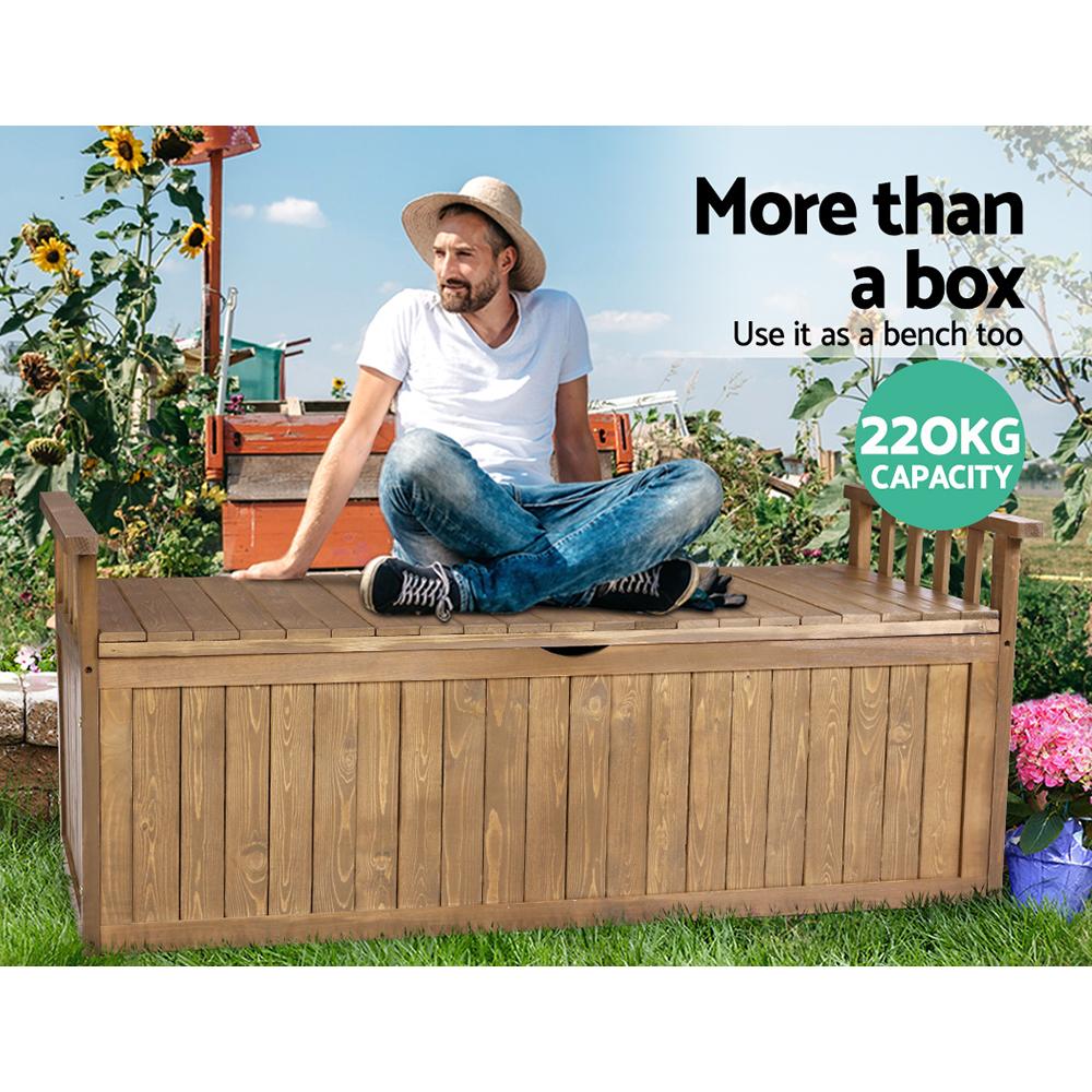 Outdoor Storage - Outdoor Storage Box Wooden Garden Bench 128.5cm Chest Tool Toy Sheds XL