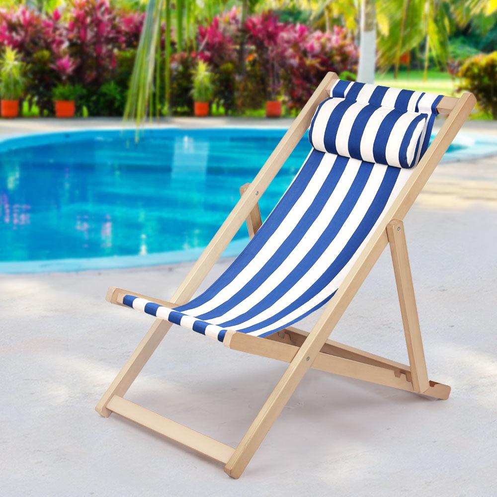 Sun Chair - Outdoor Furniture Sun Lounge Beach Chairs Deck Chair Folding Wooden Patio