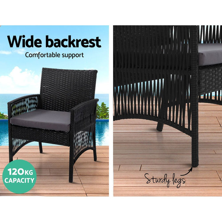 4 Piece Harp Outdoor Furniture Set With Cover Black