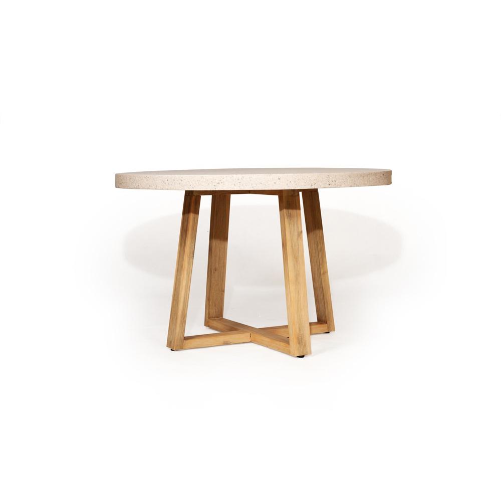 Dining Table - Elkstone 1.2m ETerrazzo Round Dining Table | Ivory Coast With Ivory Washed Acacia Wood Legs - ETA: August 2021
