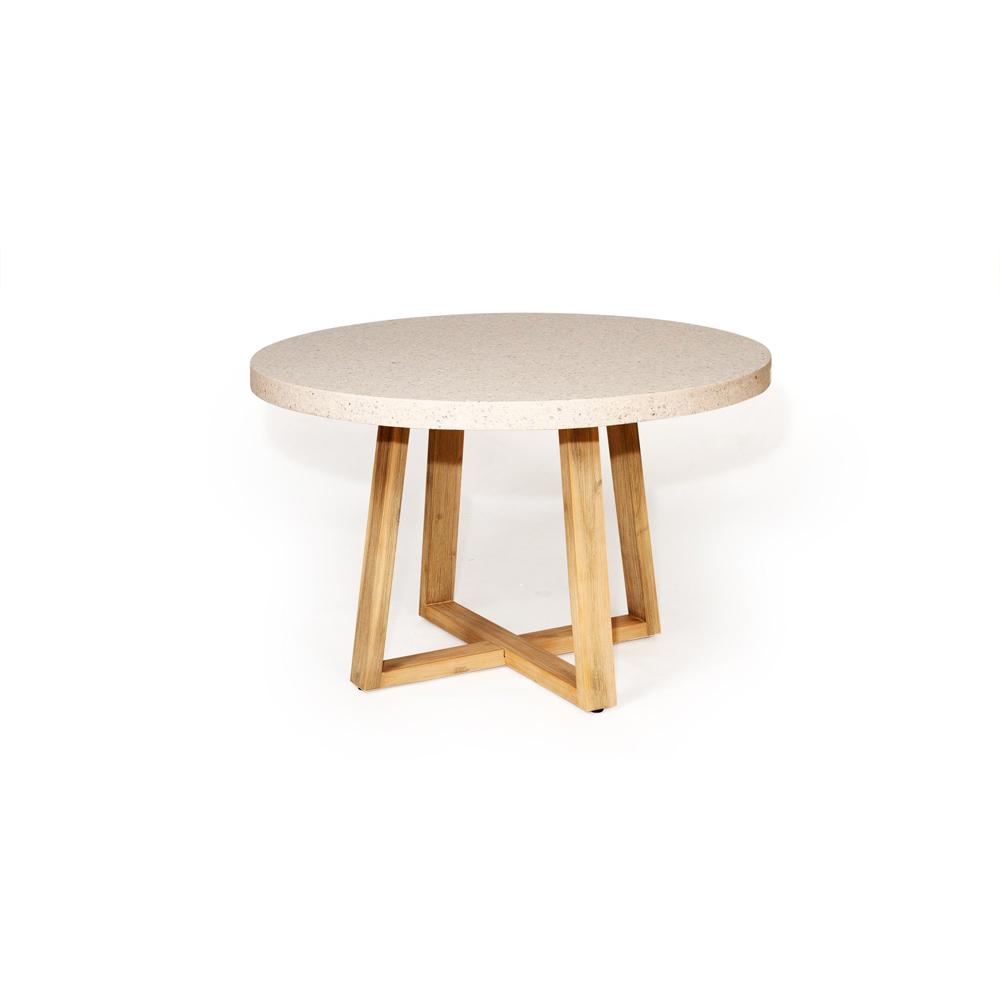 Dining Table - Elkstone 1.2m ETerrazzo Round Dining Table | Ivory Coast With Ivory Washed Acacia Wood Legs - ETA: August 2021