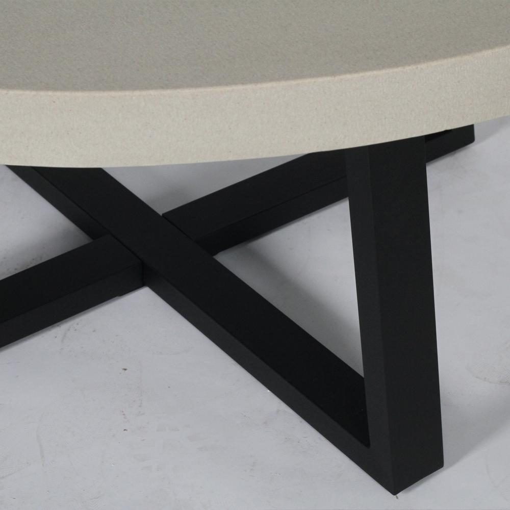 Dining Table - Elkstone 1.6m Alta Round Dining Table | Beige With Black Metal Legs