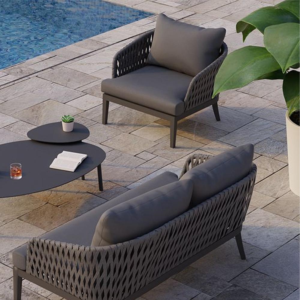 Outdoor Sofa - Alma Lounge Chair - Outdoor - Single - Charcoal - Dark Grey Cushion