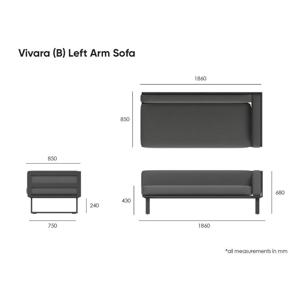 Outdoor Sofa - Vivara Sofa - Charcoal - Modular Section B - Right Arm