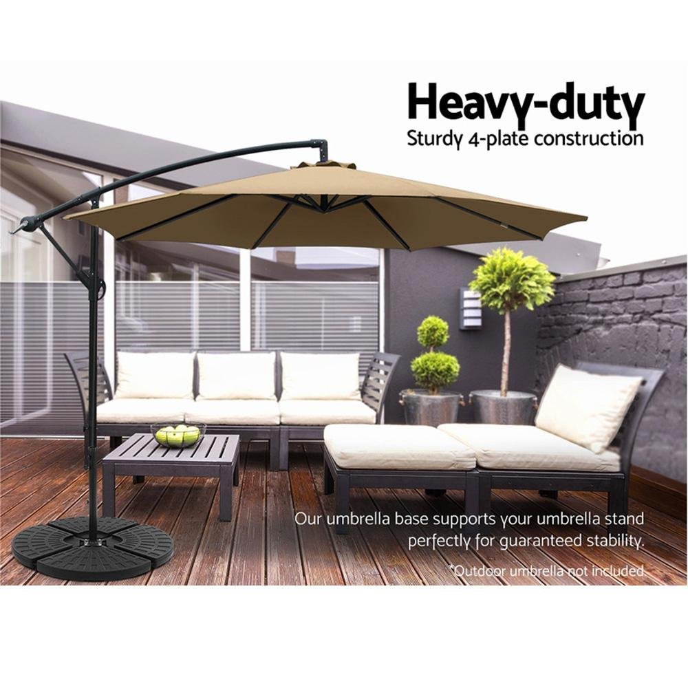 Accesories - Instahut Outdoor Umbrella Stand 4 X Base Pod Plate Sand/Water Patio Cantilever Fanshaped