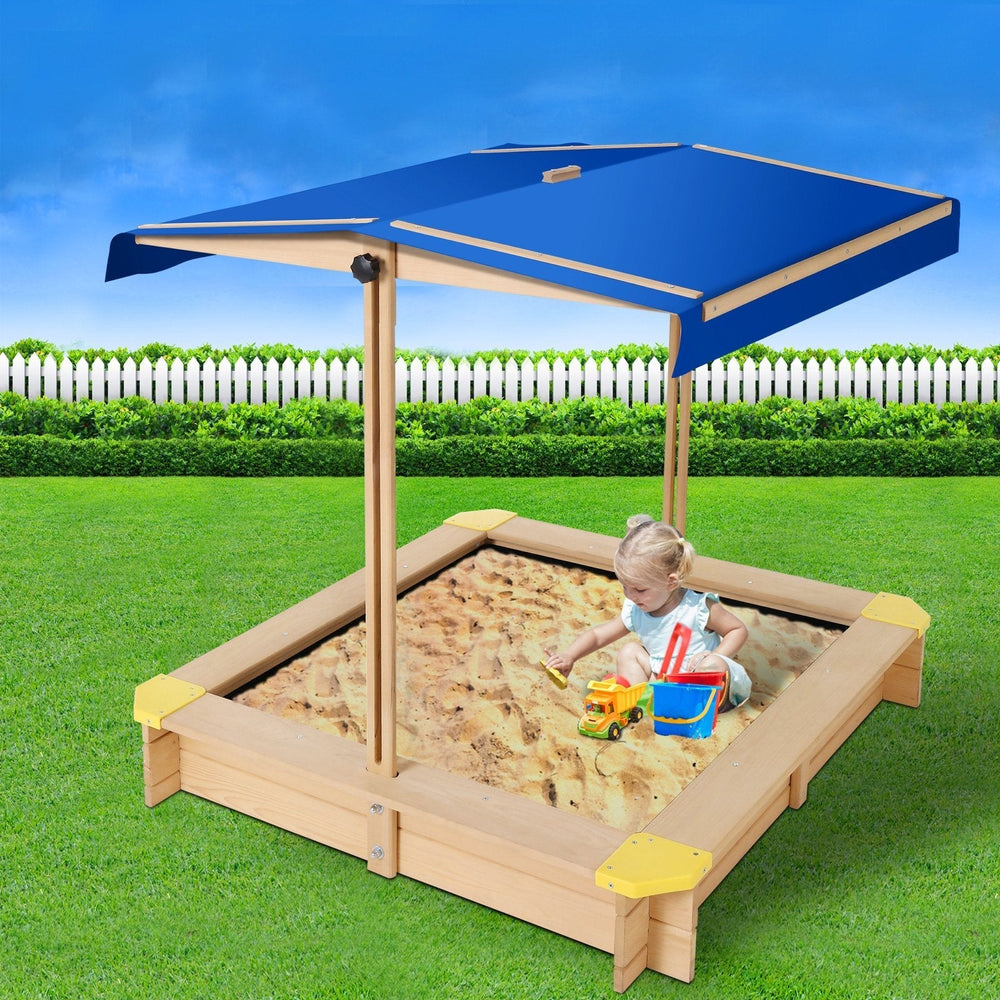 Baby & Kids > Toys - Wooden Outdoor Sand Box Set Sand Pit- Natural Wood