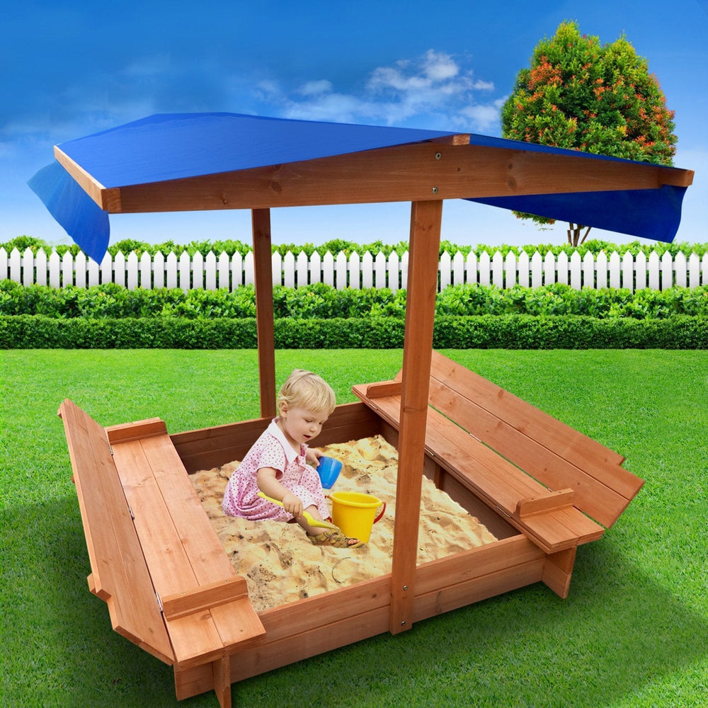 Baby & Kids - Wooden Outdoor Sand Box Set Sand Pit- Natural Wood