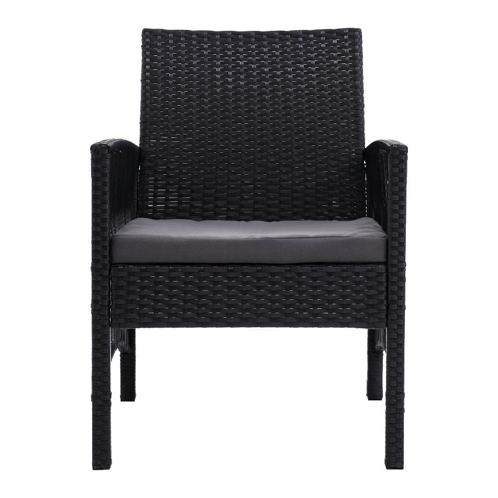 Balcony Set - Outdoor Furniture Set Of 2 Dining Chairs Wicker- Black