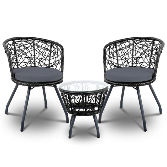 Balcony Set - Outdoor Patio Table & Chairs - Black