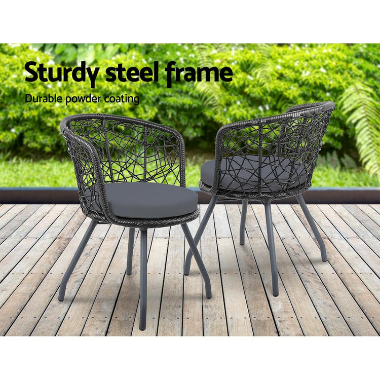 Balcony Set - Outdoor Patio Table & Chairs - Black