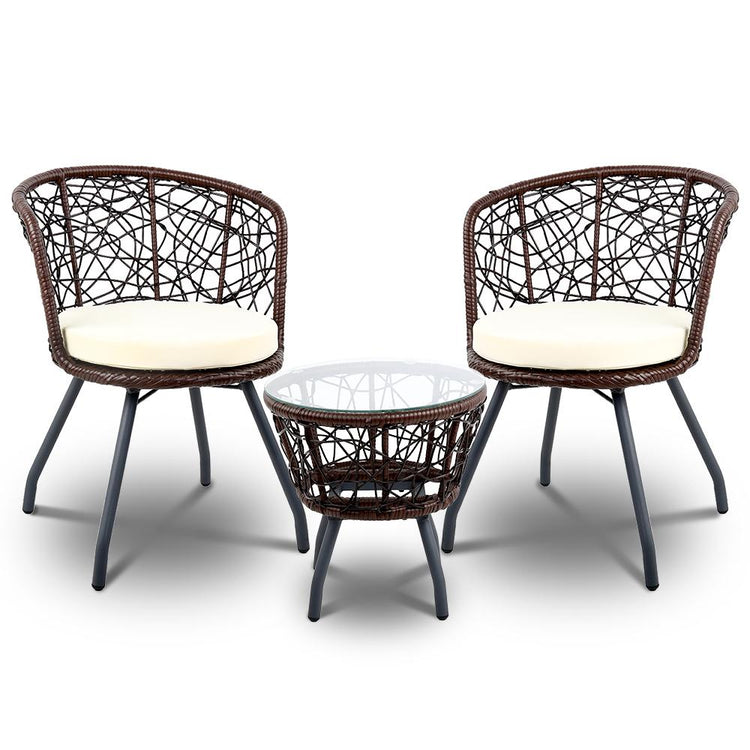Balcony Set - Outdoor Patio Table & Chairs - Brown
