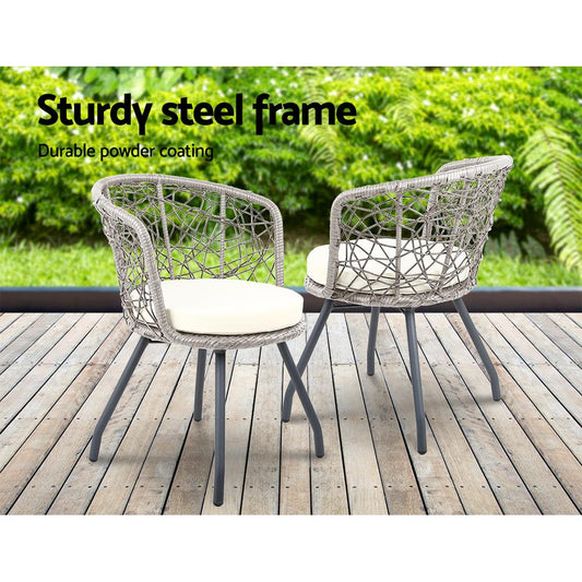Balcony Set - Outdoor Patio Table & Chairs - Grey & Beige