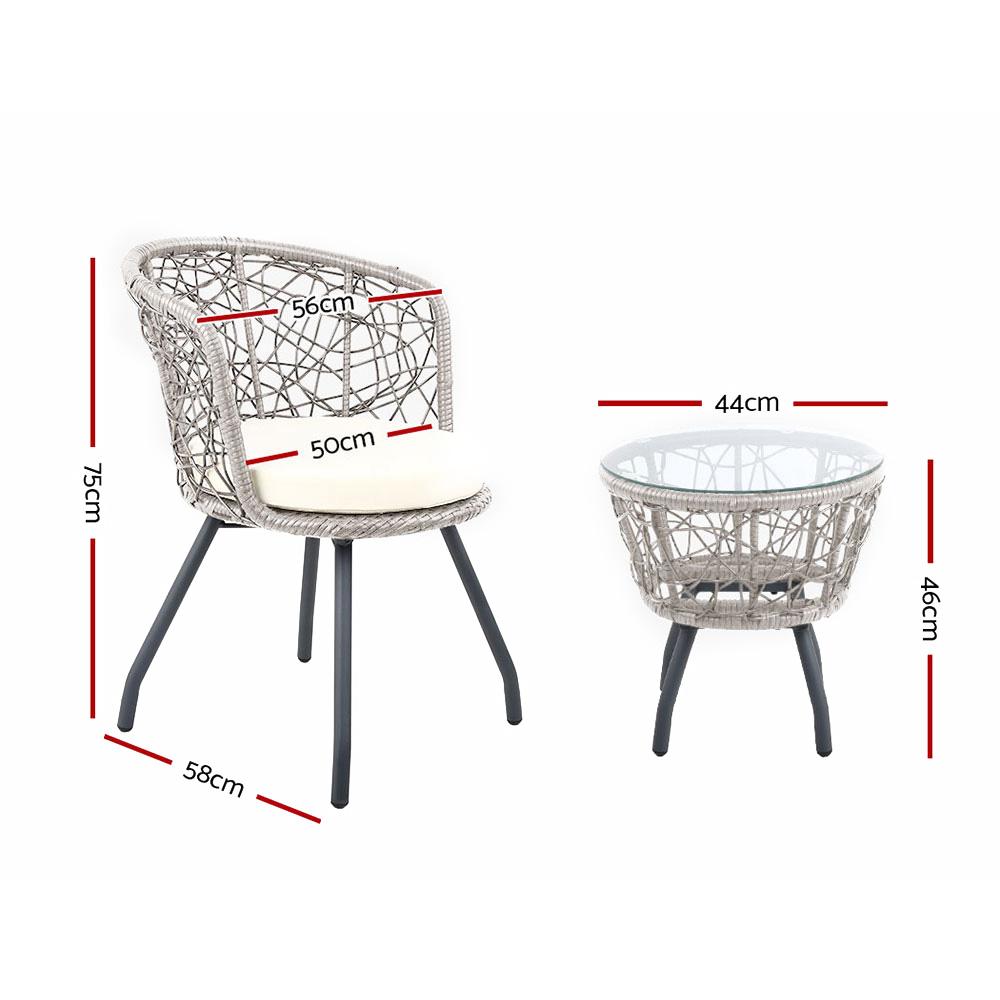 Balcony Set - Outdoor Patio Table & Chairs - Grey & Beige
