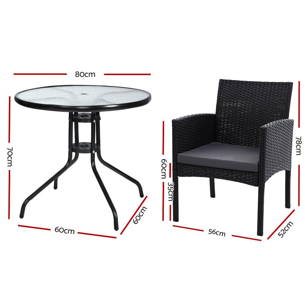 Balcony Set - Outdoor Table And 2 Chairs Bistro Style Set (Style 2)