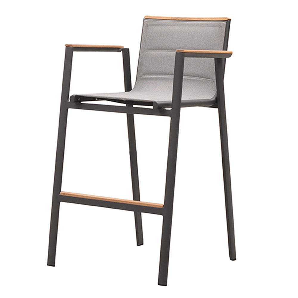 Bar Chair - Madrid - Bar Height Arm Chair - Matte Charcoal Frame / Charcoal Textilene