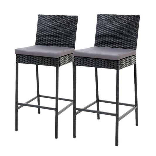 Bar Stool - Set Of 2 Outdoor Bar Stools Dining Chairs Wicker Furniture
