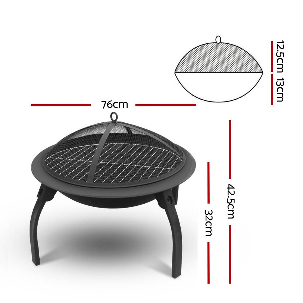 BBQ - Fire Pit BBQ Charcoal Grill Smoker Portable Outdoor Camping Garden Pits 30"