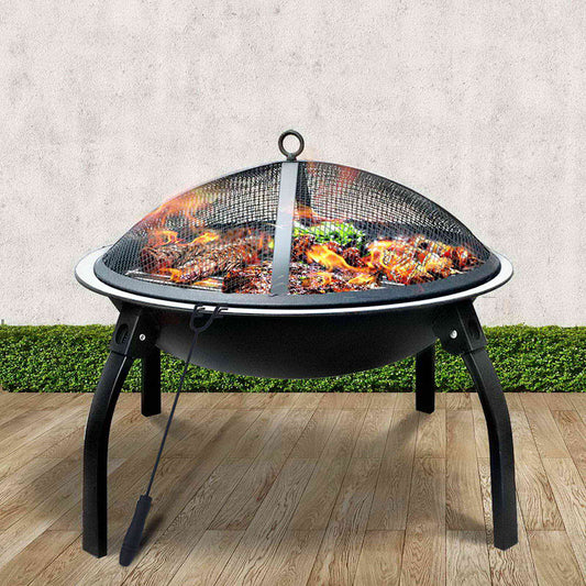 BBQ - Fire Pit BBQ Charcoal Smoker Portable Outdoor Camping Pits Patio Fireplace 22"