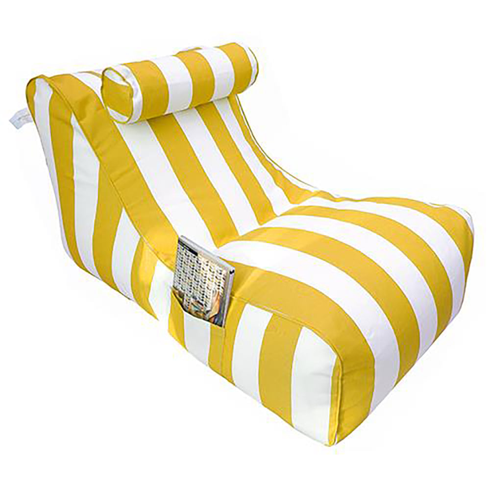 Beanbags - Baros- Single Beanbag With Oval Pillow - Striped Yellow & White