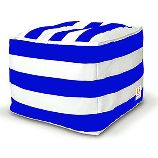 Beanbags - St Tropez Outdoor Square Ottoman Beanbag - Blue And White Stripe