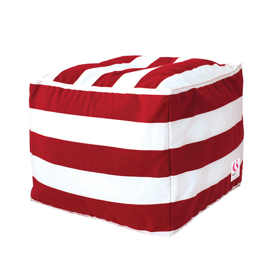 Beanbags - St Tropez Outdoor Square Ottoman Beanbag - Red And White Stripe