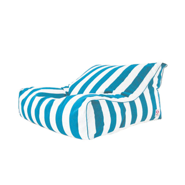 Beanbags - St Tropez Outdoor Sunbrella Double Beanbag - Turquoise And White Stripe