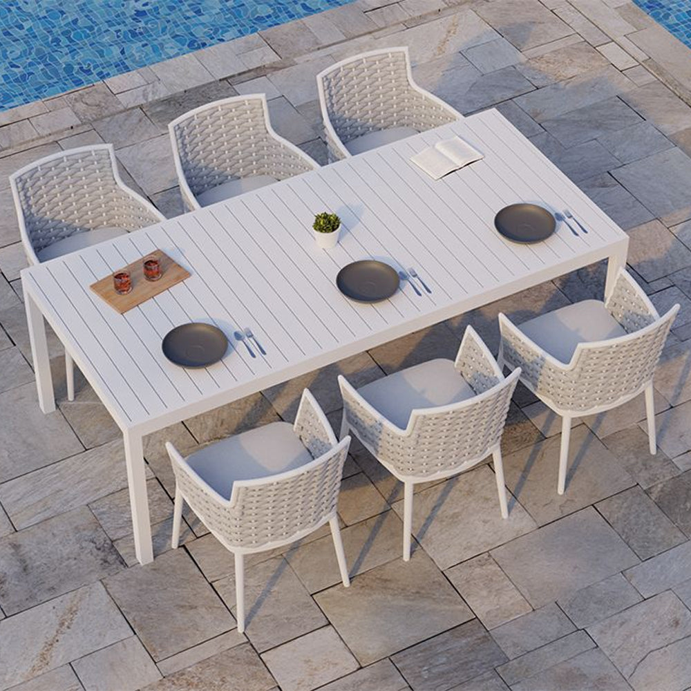 Chairs - Kristi Outdoor Dining Chair - White / Light Grey Cushion