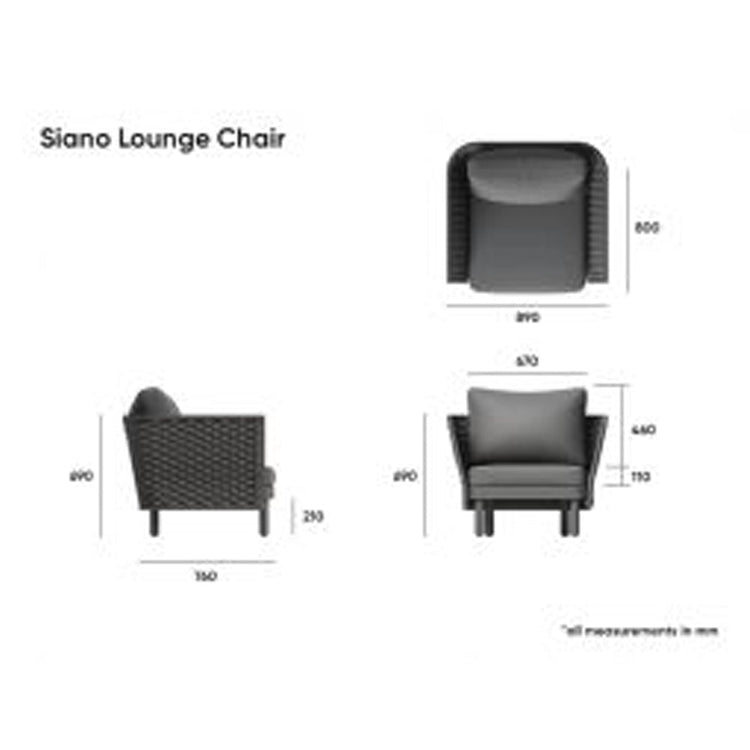 Chairs - Kristi Outdoor Lounge Chair - Charcoal / Dark Grey Cushion