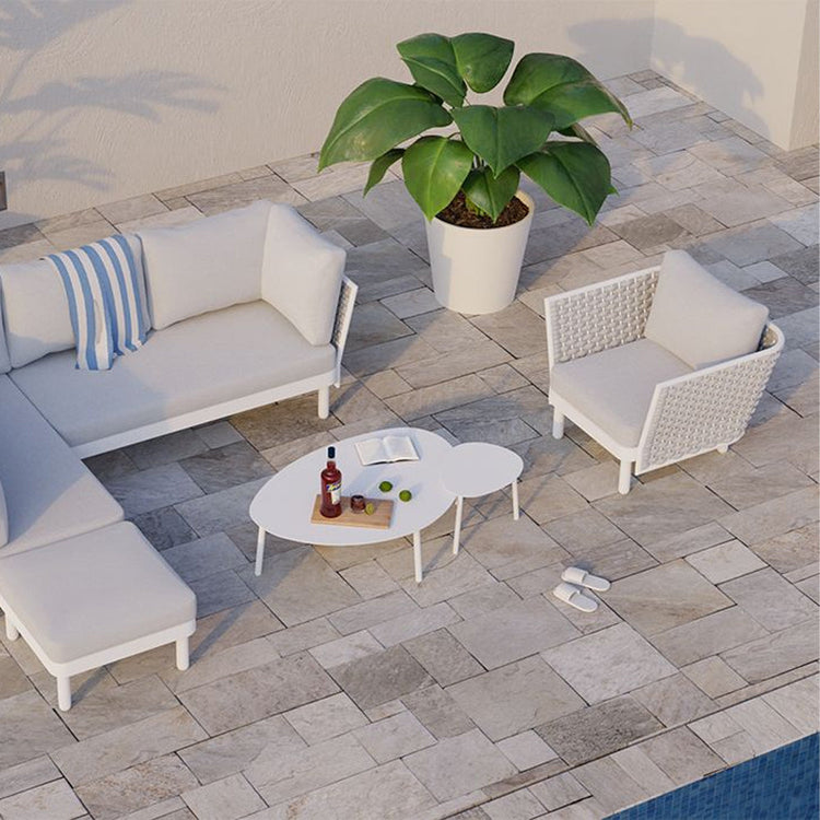 Chairs - Kristi Outdoor Lounge Chair - White / Light Grey Cushion