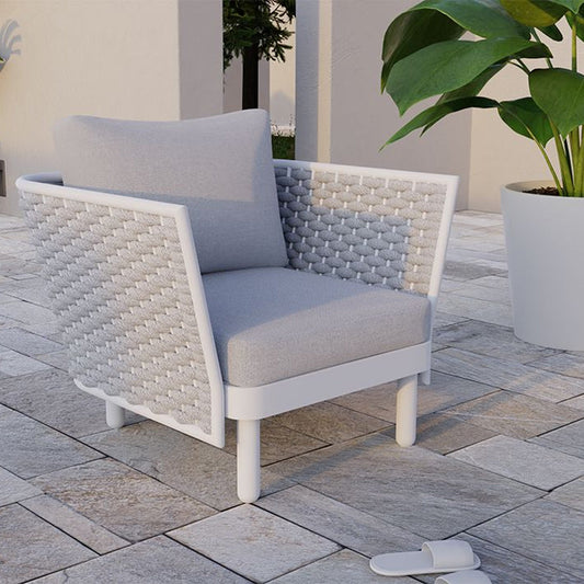 Chairs - Kristi Outdoor Lounge Chair - White / Light Grey Cushion