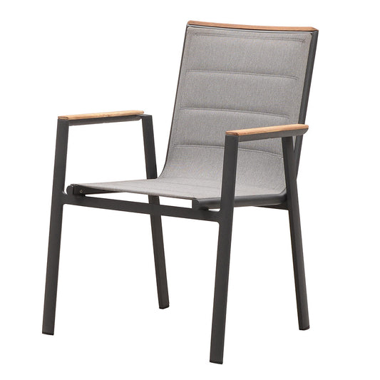 Chairs - Madrid - Dining Arm Chair - Matte Charcoal Frame / Charcoal Textilene