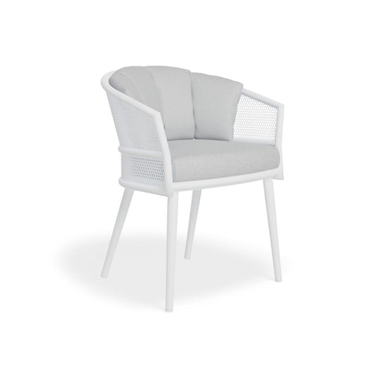 Chairs - Mervi Dining Chair - White / Light Grey Cushion