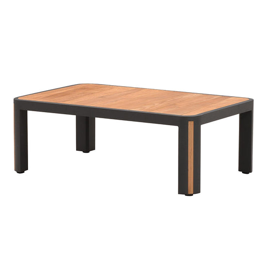 Coffee Table - Madrid - Coffee Table Full Teak - Matte Charcoal Frame & Full Teak Top