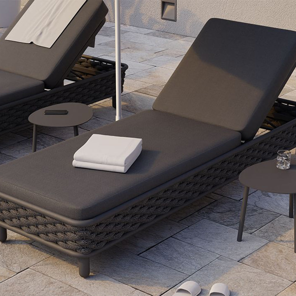Daybeds & Sunlounges - Kristi Outdoor Sun Lounge - Charcoal / Dark Grey Cushion