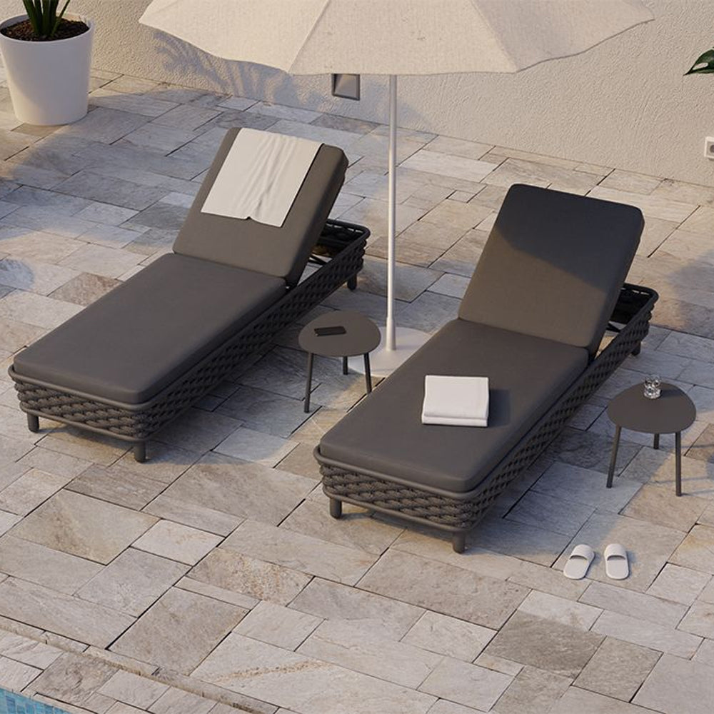 Daybeds & Sunlounges - Kristi Outdoor Sun Lounge - Charcoal / Dark Grey Cushion