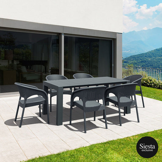 Dining Set - Siesta Vegas 7 Piece Outdoor Dining Table With Panama Armchairs