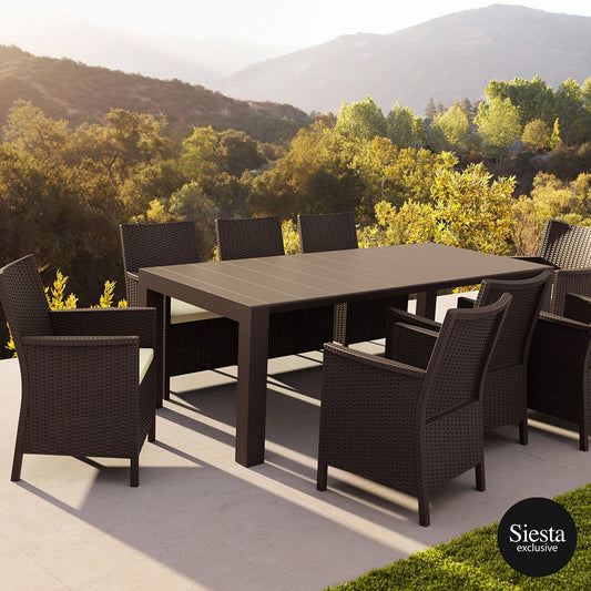 Dining Set - Siesta Vegas 9 Piece Outdoor Dining Setting With California Armchairs