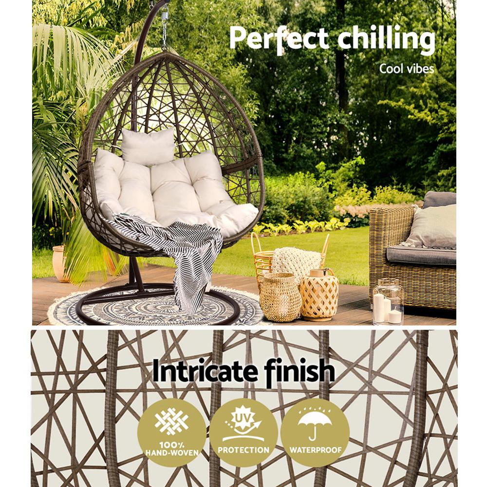 Hanging Chairs - Outdoor Hanging Wicker Egg Chair - Brown
