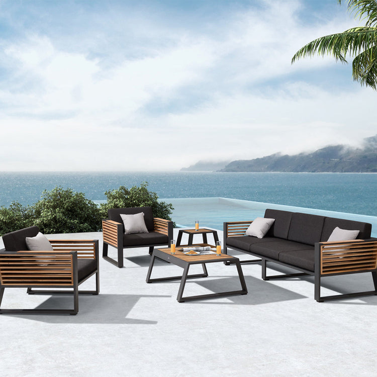 Lounge Chair - Caribbean - Club Chair - Matte Charcoal Frame  Black Textilene
