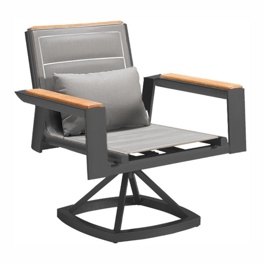 Lounge Chair - Madrid Swivel Rocker Arm Chair Charcoal / Black Textiline