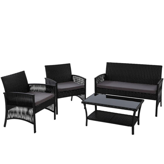 Lounge Set - 4 Piece Harp Outdoor Furniture Set Black