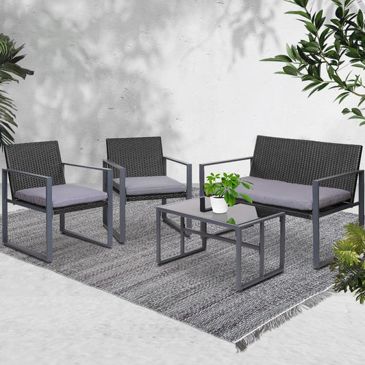 Lounge Set - 4 Piece Outdoor Wicker Furniture Set