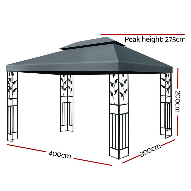 Marquee - Instahut Gazebo 4x3m Party Marquee Outdoor Wedding Event Tent Iron Art Canopy Grey