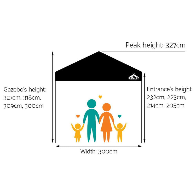 Marquee - Instahut Gazebo Pop Up Marquee 3x3m Outdoor Tent Folding Wedding Gazebos Black