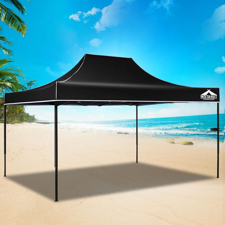Marquee - Instahut Gazebo Pop Up Marquee 3x4.5m Outdoor Tent Folding Wedding Gazebos Black