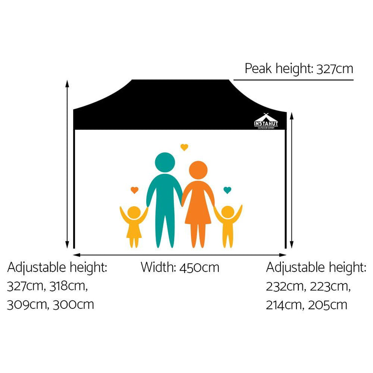 Marquee - Instahut Gazebo Pop Up Marquee 3x4.5m Outdoor Tent Folding Wedding Gazebos Black